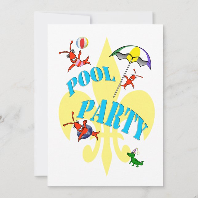Fun Cajun Crawfish Pool Party Invitation (Front)