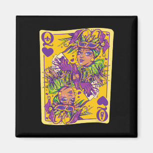 Fun Cajun Queen Of Hearts Mardi Gras Design Magnet