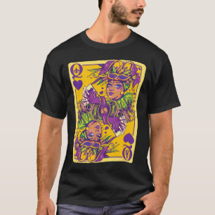 Fun Cajun Queen Of Hearts Mardi Gras Design T-Shirt