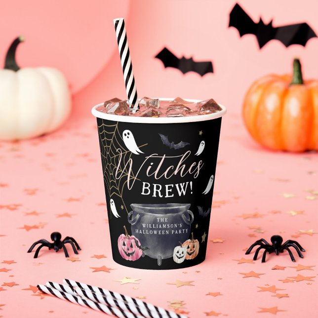 Fun Caldron Witches Brew Halloween Party Black Paper Cups (Fun Cauldron Witches Brew Halloween Party Black Paper Cups
)