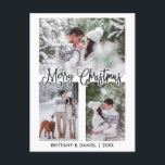 Fun Calligraphy 3 Photo Couple Christmas Holiday Postcard<br><div class="desc">Modern Fun Calligraphy Script Merry Christmas Couple Photo Postcard - 3 Photos</div>