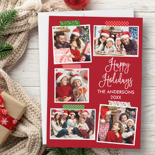 Fun Calligraphy Happy Holidays Craft Tape Red  Holiday Card