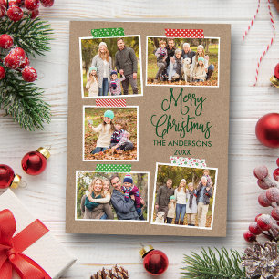 Fun Calligraphy Kraft Green Christmas Craft Tape Postcard