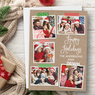 Fun Calligraphy Kraft Happy Holidays Craft Tape Holiday Card