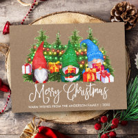 Fun Calligraphy Kraft Merry Christmas Gnomes