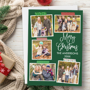 Fun Calligraphy Merry Christmas Craft Tape Green Holiday Card