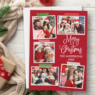 Fun Calligraphy Merry Christmas Craft Tape Red  Holiday Card