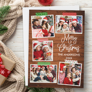 Fun Calligraphy Wood Merry Christmas Craft Tape Holiday Card