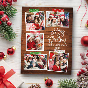 Fun Calligraphy Wood Merry Christmas Craft Tape Postcard