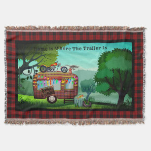 Fun Camper Trailer Trash Welcome Mat Home Is Where Throw Blanket