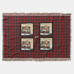 Fun Camping Camper Trailer Trash QUOTES Monogram Throw Blanket