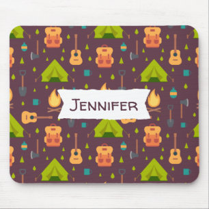 Fun Camping Nature Themed Pattern Mouse Pad