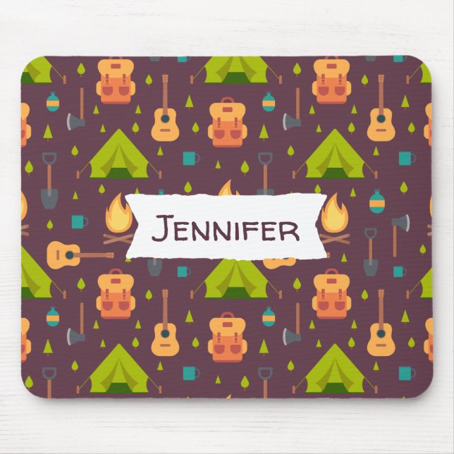 Fun Camping Nature Themed Pattern Mouse Pad (Front)