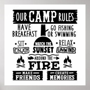 Fun Camping rules word art Poster