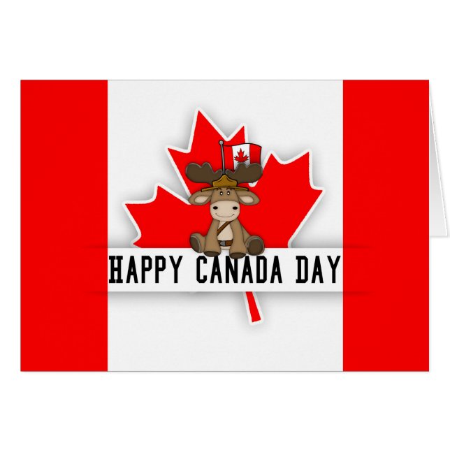 Fun Canada Day Design With Moose In Mountie Hat (Front Horizontal)