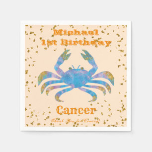 Fun Cancer First Birthday & Gold Confetti Napkin