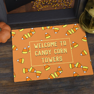 Fun Candy Corn Pattern Halloween Welcome Doormat