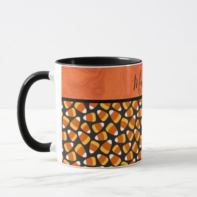 Fun Candy Corn Pattern Personalised  Mug (Left)