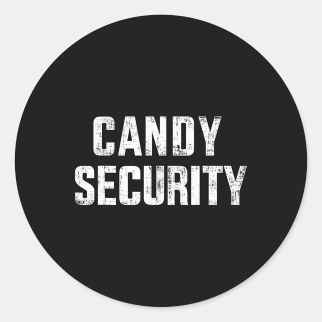 Fun candy security lazy halloween costume  classic round sticker (Front)
