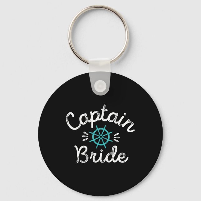 Fun Captain Bride Nautical Wedding Matching Groom  Key Ring (Front)