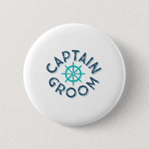 Fun Captain Groom Nautical Wedding Matching Bride 6 Cm Round Badge