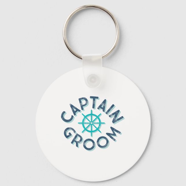 Fun Captain Groom Nautical Wedding Matching Bride  Key Ring (Front)