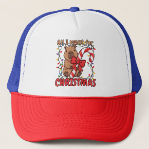 Fun Capybara Christmas Lights Party Trucker Hat