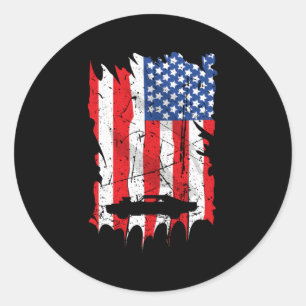 Fun Car Guy American Flag Big Block Muscle Car Classic Round Sticker