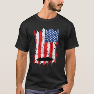 Fun Car Guy Gift - American Flag Big Block Muscle T-Shirt