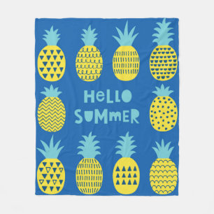 Fun card with pineapples. fleece blanket