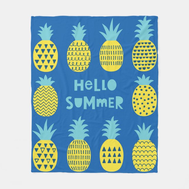 Fun card with pineapples. fleece blanket (Front)