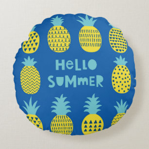 Fun card with pineapples. round cushion