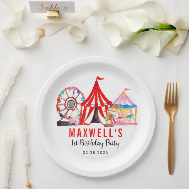 Fun Carnival Circus Festival Show Kids Birthday Paper Plate (Wedding)