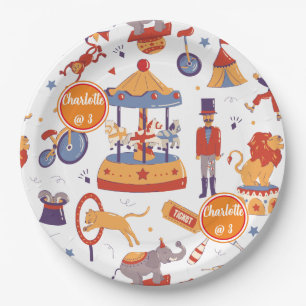 Fun Carnival Kids' Birthday Circus Pattern Clown Paper Plate