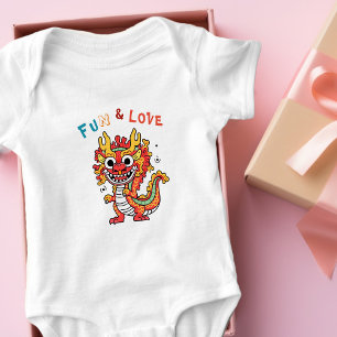 Fun Carton Dragon Chinese New Year Fu Kids Gift Baby Bodysuit