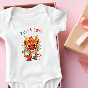 Fun Carton Dragon Chinese New Year Fu Kids Gift Baby Bodysuit