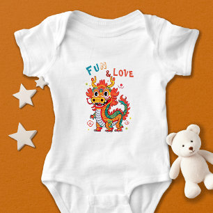 Fun Carton Dragon Chinese New Year Fu Kids Gift Baby Bodysuit