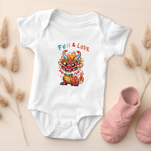Fun Carton Dragon Chinese New Year Fu Kids Gift Baby Bodysuit