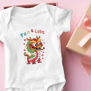 Fun Carton Dragon Chinese New Year Fu Kids Gift Baby Bodysuit