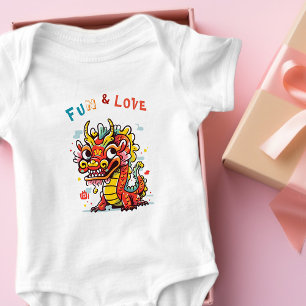 Fun Carton Dragon Chinese New Year Fu Kids Gift Baby Bodysuit