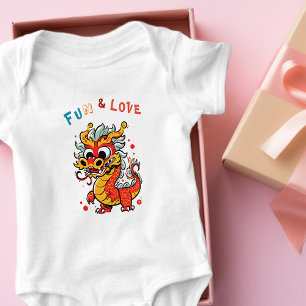 Fun Carton Dragon Chinese New Year Fu Kids Gift Baby Bodysuit