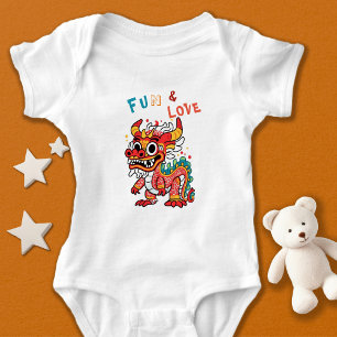 Fun Carton Dragon Chinese New Year Fu Kids Gift Baby Bodysuit