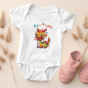 Fun Carton Dragon Chinese New Year Fu Kids Gift Baby Bodysuit