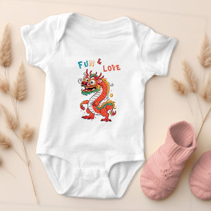 Fun Carton Dragon Chinese New Year Fu Kids Gift Baby Bodysuit