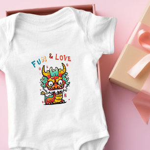 Fun Carton Dragon Chinese New Year Fu Kids Gift Baby Bodysuit