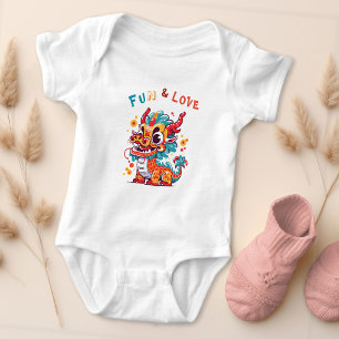Fun Carton Dragon Chinese New Year Fu Kids Gift Baby Bodysuit