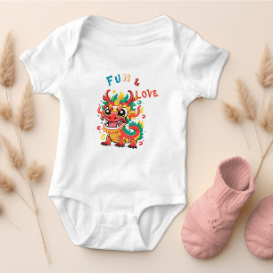 Fun Carton Dragon Chinese New Year Fu Kids Gift Baby Bodysuit