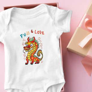 Fun Carton Dragon Chinese New Year Fu Kids Gift Baby Bodysuit