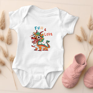 Fun Carton Dragon Chinese New Year Fu Kids Gift Baby Bodysuit