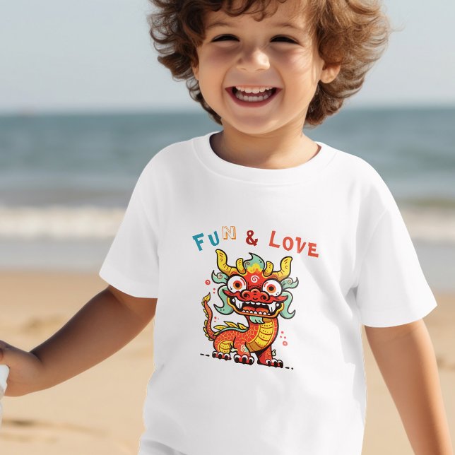 Fun Carton Dragon Chinese New Year Fu Kids Gift To Toddler T-Shirt (Creator Uploaded)